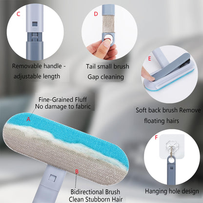 HappyLong Pet Hair Remover for Furniture, Reusable, Washable Lint Brush for Dog and Cat Hair - 17.3Inch Extendable, Gentle on Couches, Carpets, Clothes, Bedding