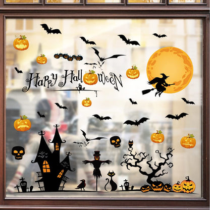 Hidreas Halloween Window Clings, Halloween Window Decorations Stickers Fall Window Wall Clings
