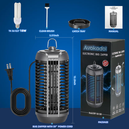 Avokadol Bug Zapper Outdoor Indoor, 18W Bulb Mosquito Zapper with 6.5 FT Power Cord, 4200V High Powered Fly Trap Indoor for Home, Mosquito Trap Cover 2100 SQ.FT. -Ideal for Backyard, Garden, Patio.