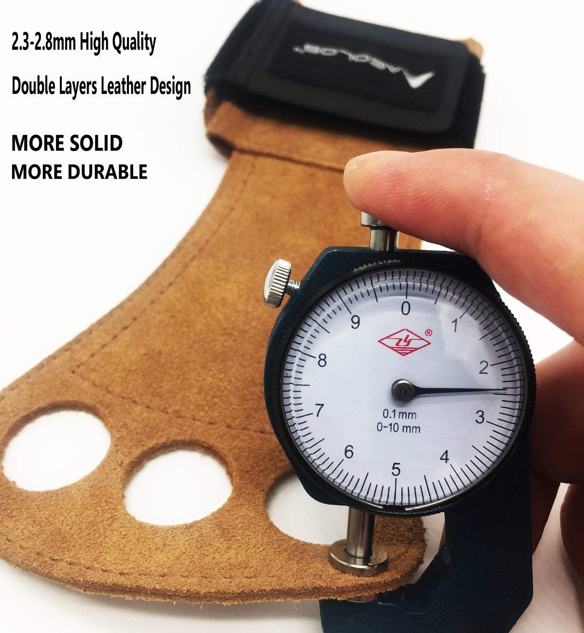 AEOLOS Leather Gymnastics Hand Grips-Great for Gymnastics,Pull up,Weight Lifting,Kettlebells and Cross Training (Brown(2 Layers Leather), Large)