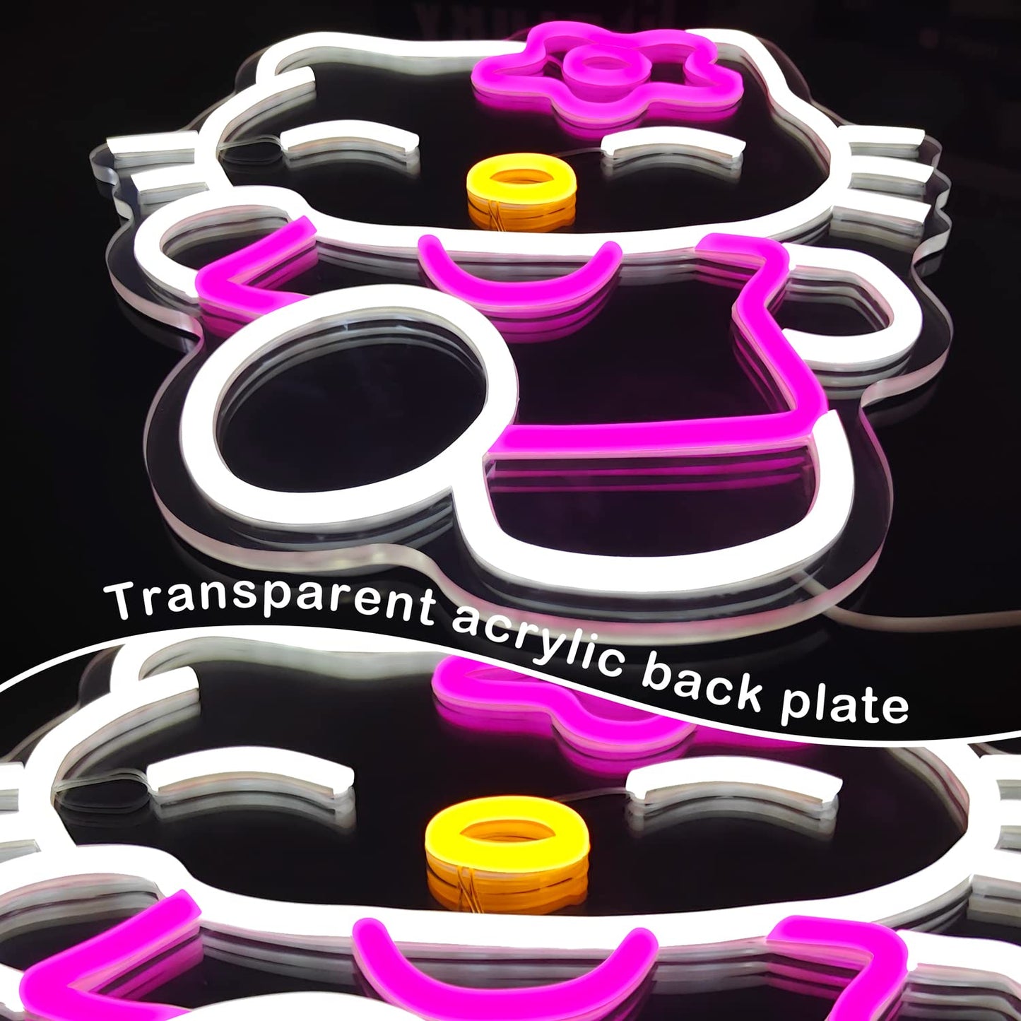 Hello Kit Neon Sign Dimmable Kitty Signs Kawaii Cat Anime Neon Led Sign Room Decor Lights for Girl's Room Child Bedroom Birthday Halloween Christmas Gift 14.7’’x12.5’’