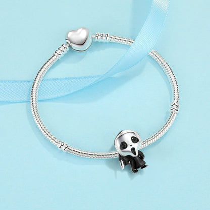 JAHN Sterling Silver Halloween Charms, Compatible with Pandora, for Bracelets and Necklaces - Ghost Mask Charm