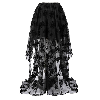 Zhitunemi Women's Steampunk Costume Victorian Skirt Corset Dress for Girls Plus Size Wedding Dressing Ruffle High Low Outfits Black XL