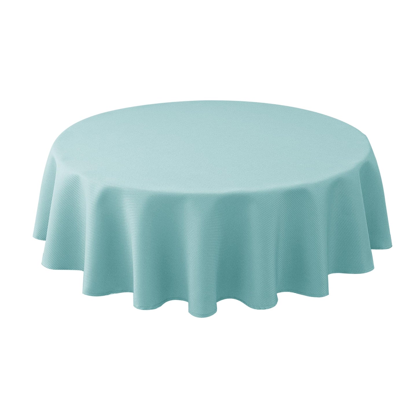 Biscaynebay Round Tablecloth 60 Inch-Auqa Blue Outdoor Fabric Table Cover-Small Circle Folding Table Cloths Linen Water Resistant for Kitchen Dining Picnic Patio Outdoor Party Restaurant Tables