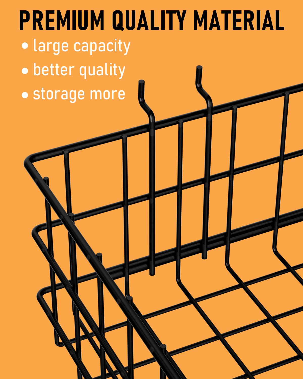 INCLY 4 Pack Pegboard Baskets Bins Set, 4 Size Square Style Black Metal Wire Basket for Any Peg Board Organizing Tools, Pegboard Accessories for Workbench Garage Wall Storage Attachments