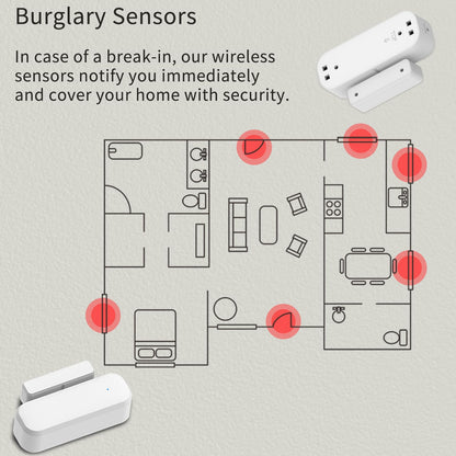 4-Pack Smart Door and Window Sensor, 2.4G WiFi Door Sensor, Tuya/Smart Life Contact Sensors for Home Security & Smart Home Automation, Compatible with Alexa Google Assistant
