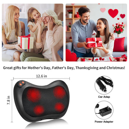 iKristin Back Massager, Shiatsu Neck Massager with Heat, Electric Back Massager for Shoulder, Back, Leg, Deep Tissue Kneading Massage to Relief Muscles, Massage Pillow for Mom/Dad/Women/Men