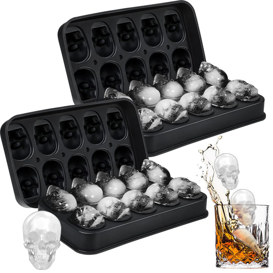 Hoolerry 2 Pack Silicone Skull Ice Cube Maker Mold Flexible Skull Ice Cube Tray for Whiskey Baking Chocolate Candy Resin