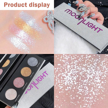 AMY'S DIARY 4 Colors Shany Highlight Eyeshadow Palette Cosmetics, Shimmer Eye shadow Palette, Cruelty-Free and Vegan Formula, Glitter Shimmer Eyeshadow for Professional Makeup Kit(12#)