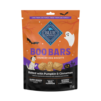 Blue Buffalo Boo Bars Crunchy Dog Biscuits, Natural Halloween-Shaped Treats, Pumpkin & Cinnamon Recipe, 11-oz Bag