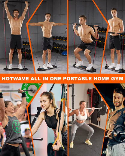 HOTWAVE Portable Exercise Equipment with 18 Gym Accessories.20 in 1 Push Up Board Fitness,Resistance Bands with Ab Roller Wheel,Full Body Workout at Home