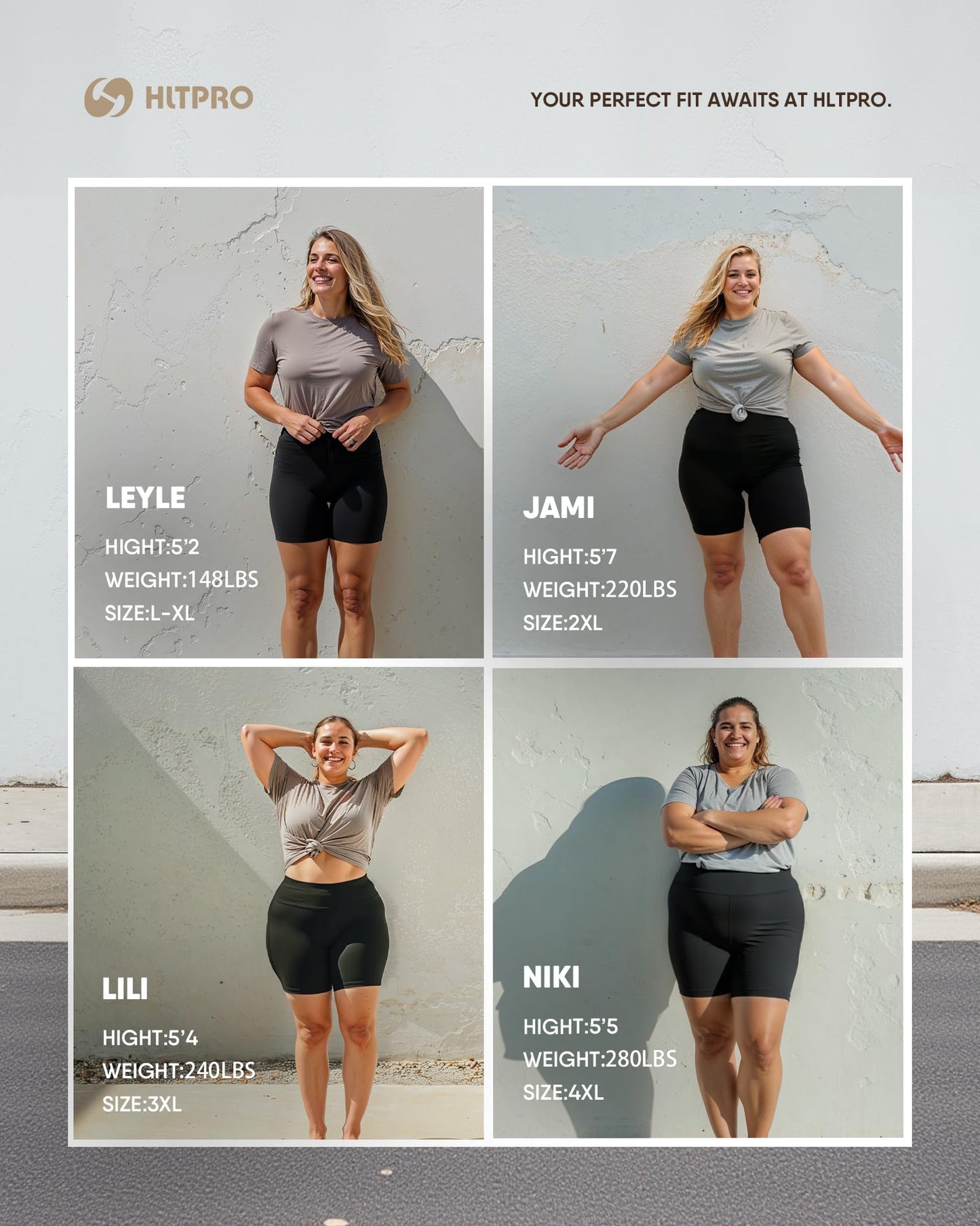 HLTPRO 3 Pack Plus Size Biker Shorts with Pockets for Women - 5" High Waist Soft Spandex Workout Yoga Running Shorts (2X, 3X)