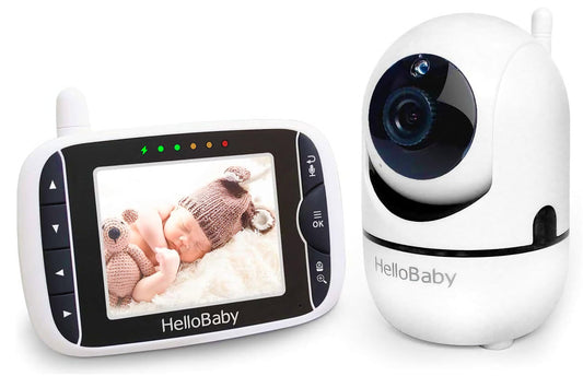 HelloBaby Baby Monitor with Remote Pan-Tilt-Zoom Camera and 3.2'' LCD Screen, Infrared Night Vision (Black)