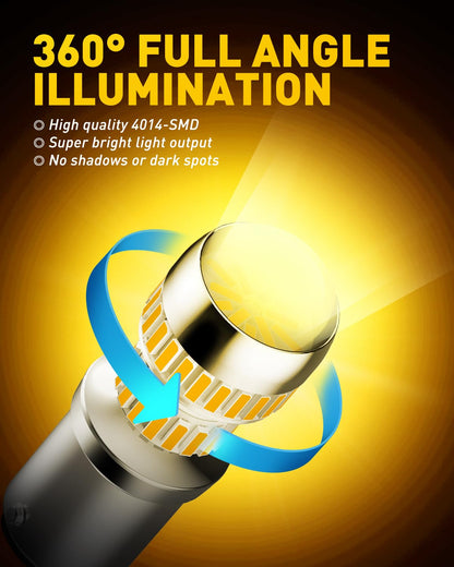 AUXITO Upgraded 1157 LED Bulb Amber Yellow 400% Super Bright 2057 2357 7528 BAY15D LED Replacement Light Kit for Front Rear Turn Signal Light Blinker Parking DRL Tail Lights, Pack of 2