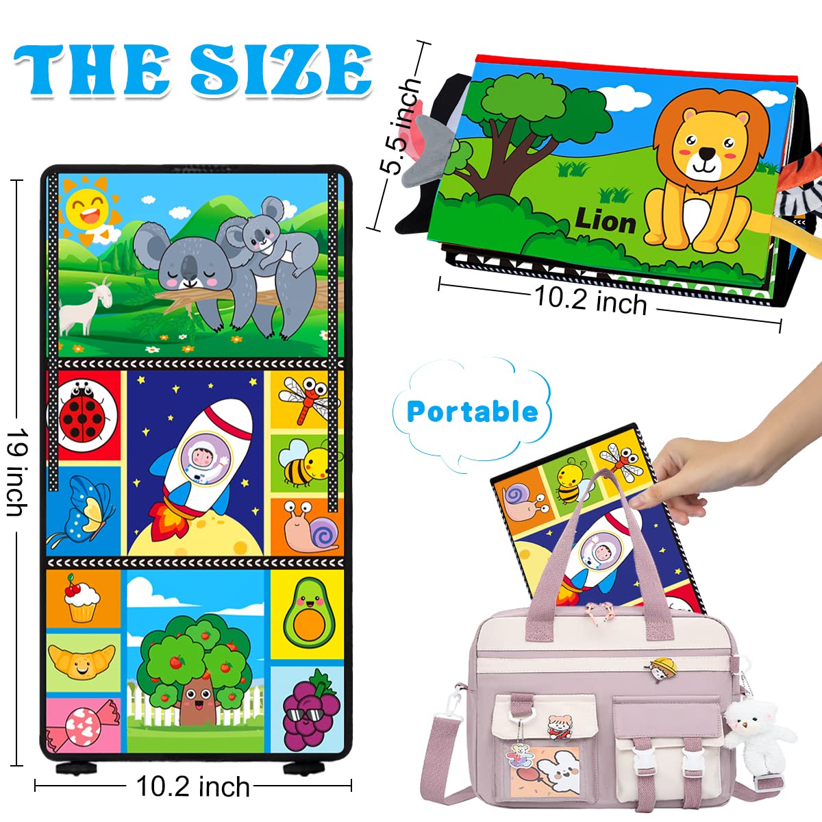 Baby Toys 0-6 Months - Tummy Time Toy Baby Mirror Infant Toys with Cloth Book - Black and White High Contrast Baby Toy for Newborn - Montessori Sensory Toy 0 2 3 4 5 6-12 Months Boy Girl Shower Gifts