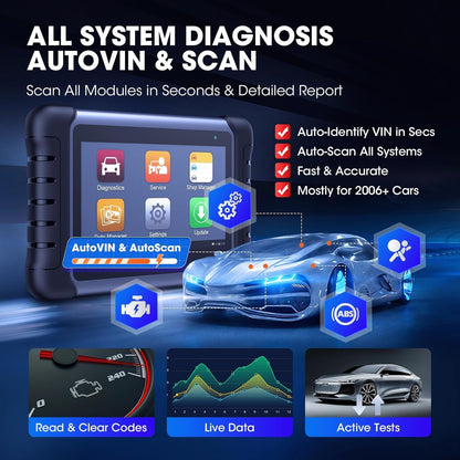 Autel Scanner MaxiCOM MK808S: 2025 Bidirectional Tool as MK808BT Pro MX808S M808Z, Function as MaxiCheck MX900, 28+ Service, Active Test, All System Diagnose, Injector Coding, FCA Autoauth Android 11