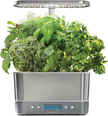 AeroGarden Harvest Elite Indoor Garden Hydroponic System with LED Grow Light and Seed Kit, Holds up to 6 Pods, Stainless Steel