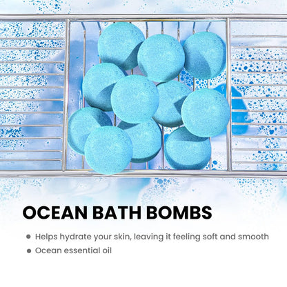 Bath Bombs for Women, BODY & EARTH 10 X 3.5 oz Ocean Bath Bomb Gift Sets Essential Oils Handmade Birthday Gift Idea for Family, Women, Men, Mother's Day Gifts for Women