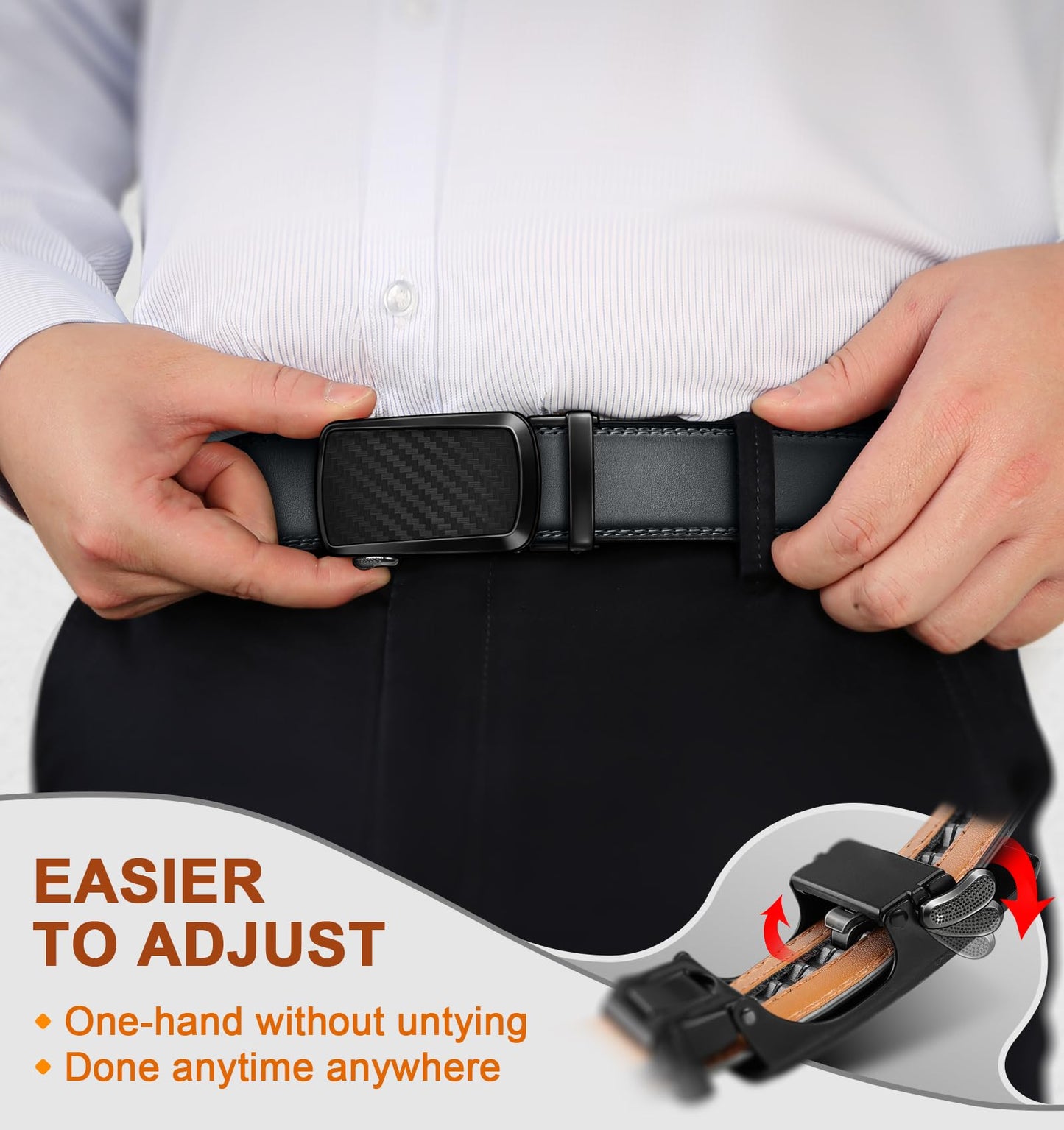 BULLIANT Men's Belt,Brand Ratchet Belt Of Genuine Leather For Gift Men Dress,Size Customized(Dark Gray,30"-36" Waist Adjustable)