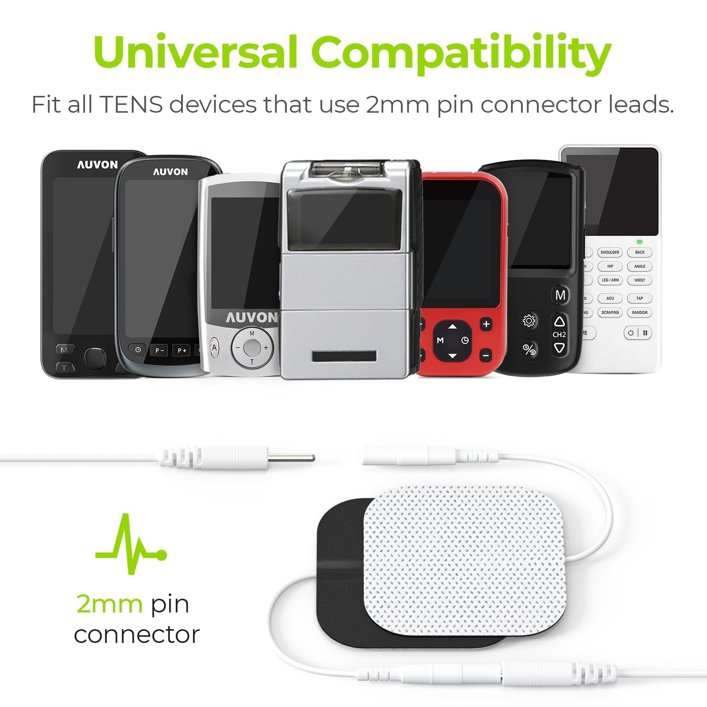 AUVON TENS Unit Pads Electrode Patches with Upgraded Self-Stick Performance and Skin-Friendly Design for Electrotherapy