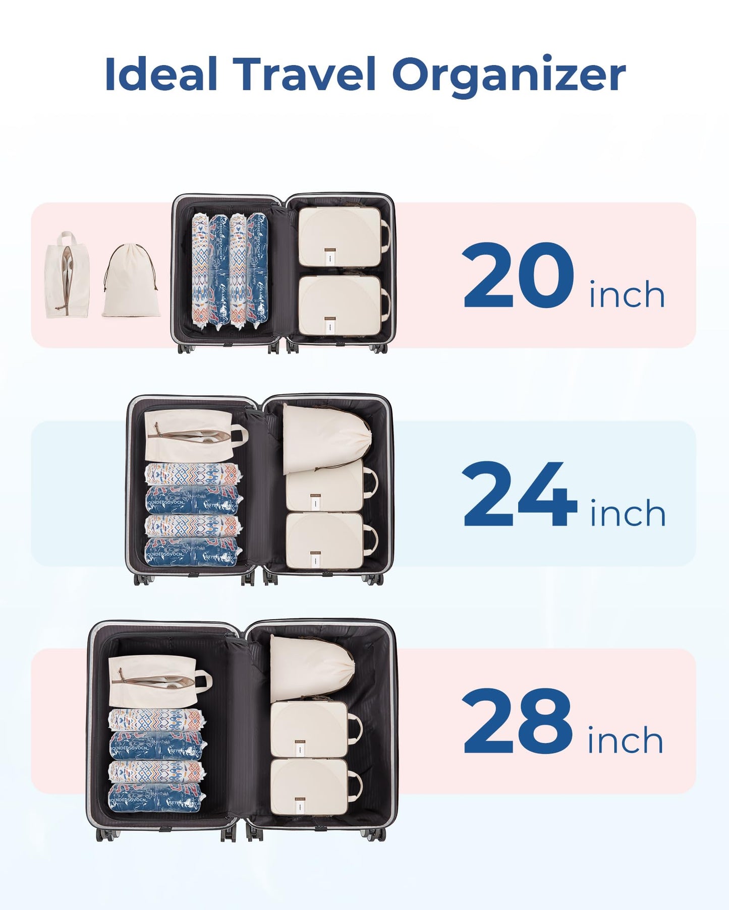 BAGSMART 8 Pcs Compression Packing Bags Set with 4 Pack Vacuum Bags Storage for Cruise Travel Essentials, Hand-rolled Space Saver Vacuum Storage Bags, Baby Pink