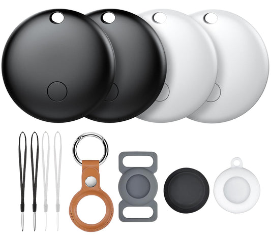 Air Tracker Tags-4 Pack, Pet Trackers, Item Locator Tags Works with Apple Find My | iOS Only | 4 Different Cases | Replaceable Battery | Water-Resistant | Item Finder for Key, Luggage, Backpack, Bike