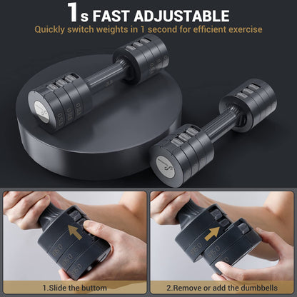 Adjustable Dumbbells Hand Weights Set: Sportneer 1 Pair 0.9-4.5KG (0.9-2.3KG) Fast Adjust Dumbbell Weight 6 In 1 Free Weights Barbells For Women Men Home Gym Workout Exercise Strength Training