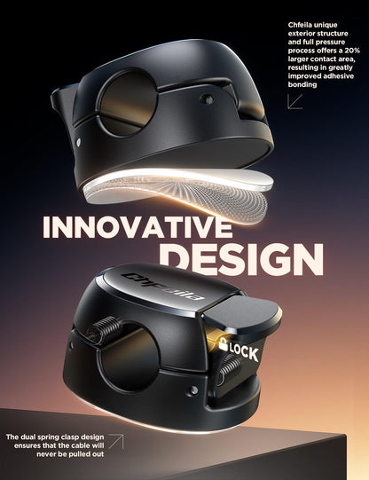 8Pack Cord Organizer [Dual Spring & Clasp, Max Secure] Cable Clips - Chfeila Cable Management, Adhesive Phone Charging Wire Holder for Nightstand/Wall, Home Office Desk Accessories Decor Essentials