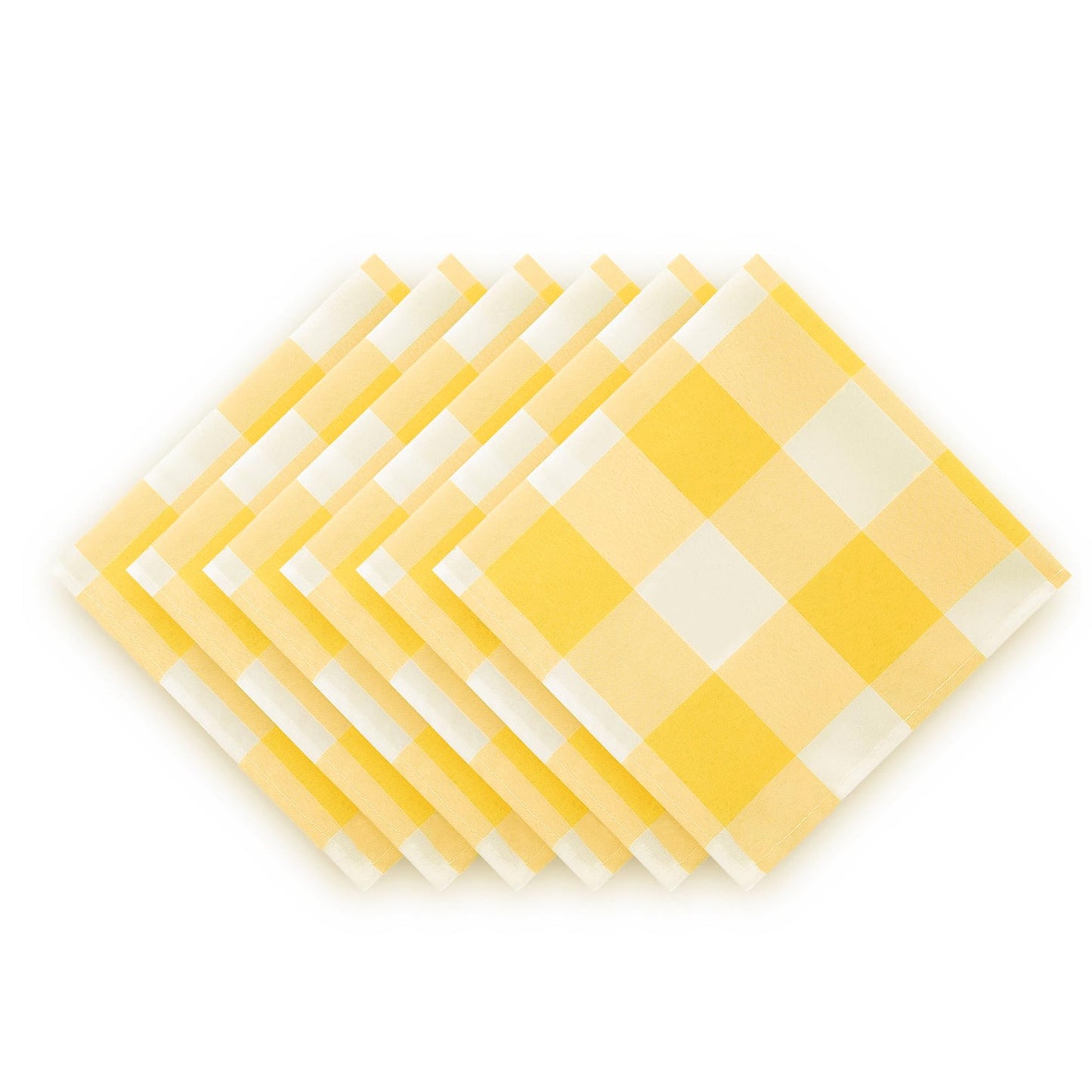 Buffalo Plaid Table Napkins Set of 50 Checkered Cloth Napkins 17x17 inch Washable Dinner Gingham Pattern Napkins Soft Napkins for Wedding Party Dining Banquet(Yellow and White)