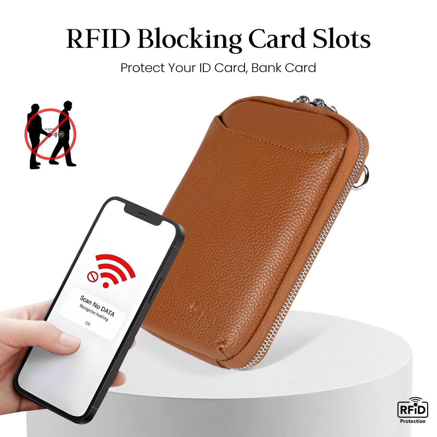 befen Genuine Leather Brown Small Crossbody Bag Wallet Purse RFID Purses for Women Crossbody Anti Theft - Cognac Brown