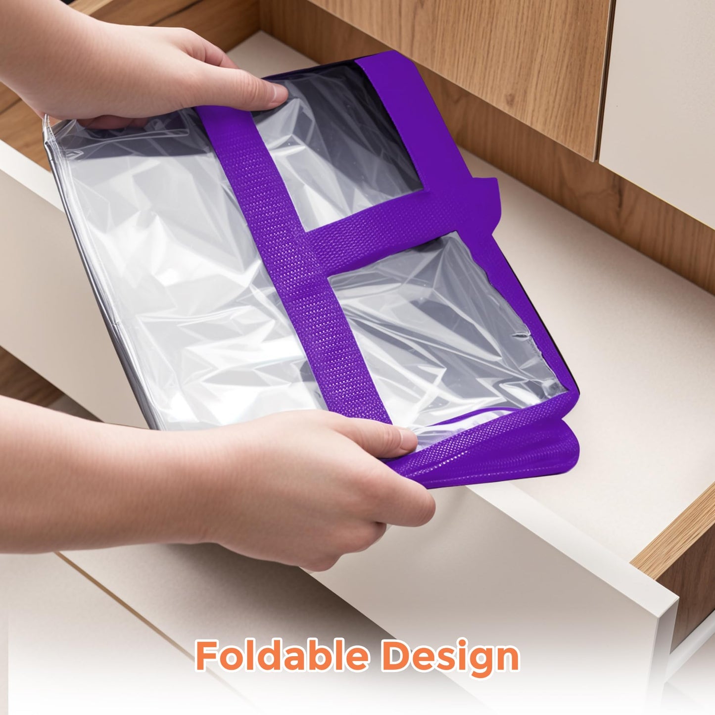 Budding Joy 6 Pack Clear Zippered Storage Bags for Clothes,40L Closet Organizers and Storage Containers Vinyl Moving Bag for Bedding, Linen, Blankets, Comforters, Clothing & Toys