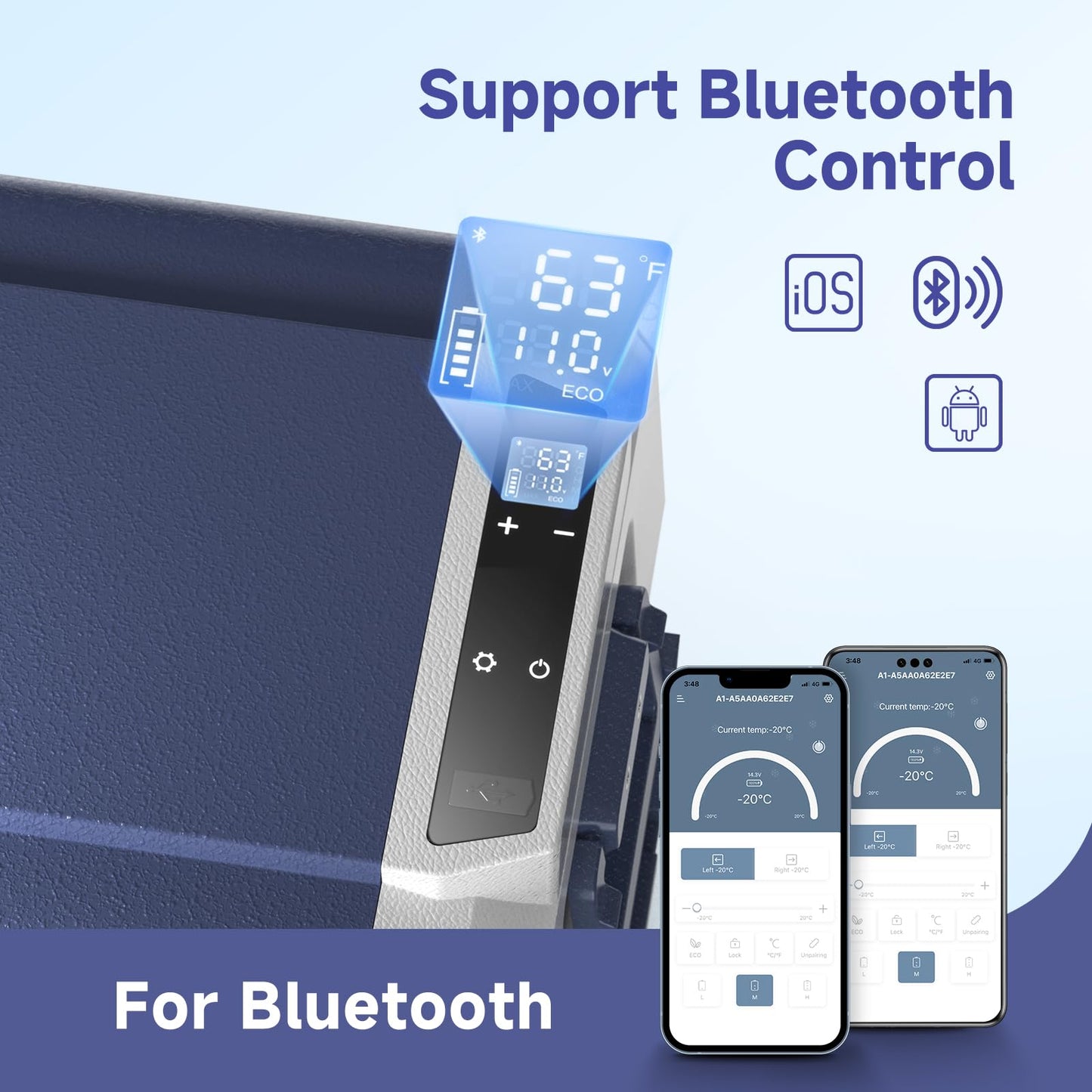 BODEGACOOLER 12 Volt Car Refrigerator,38 Quart Portable Truck Freezer,Electric Cooler Bluetooth Control,(36) -4℉-68℉ RV Refrigerator 12/24V DC and 100-240V AC for Travel,Camping,Road Trips,Van,Home