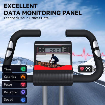 70% Pre-Assembled Exercise Bike for Small Apartments, Foldable Stationary Bikes for Home, Indoor Portable Cycling Bike with 16-Level Magnetic Resistance, 260LBS Capacity, 5.5 LBS Flywheel, for Small Space Workout 816