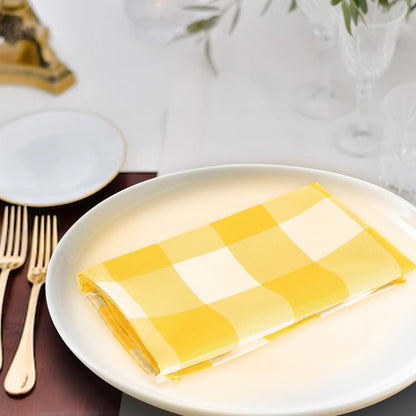 Buffalo Plaid Table Napkins Set of 50 Checkered Cloth Napkins 17x17 inch Washable Dinner Gingham Pattern Napkins Soft Napkins for Wedding Party Dining Banquet(Yellow and White)