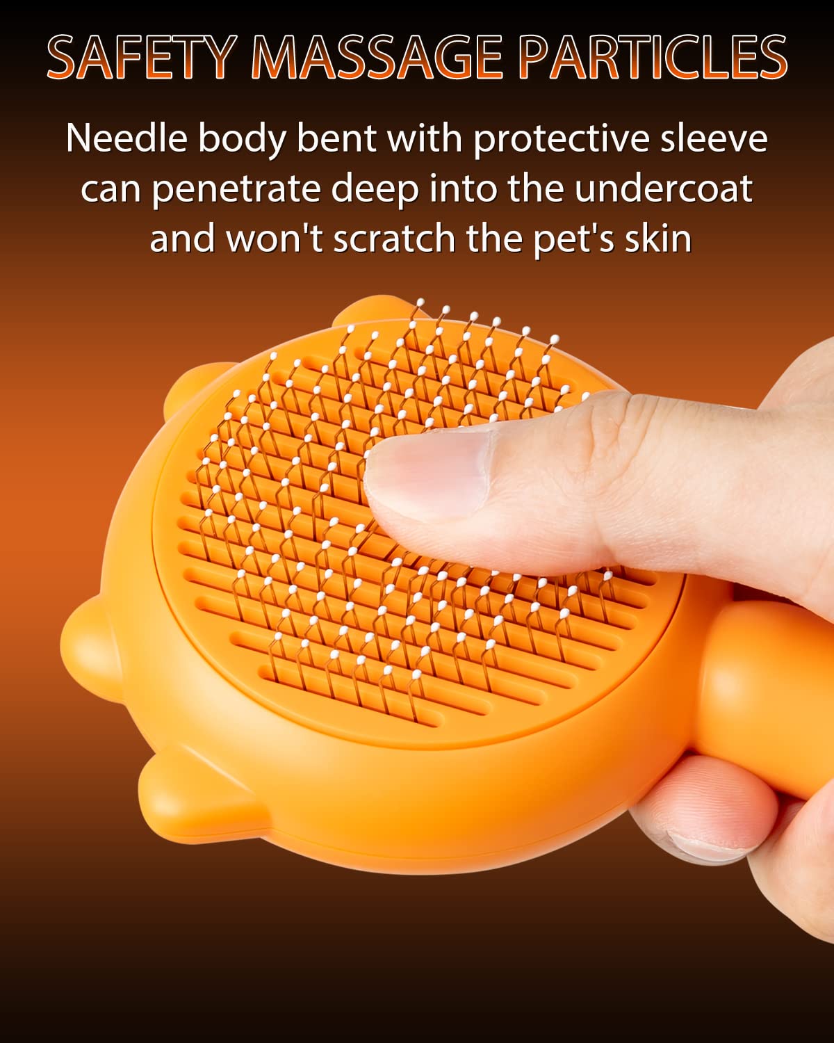 Awpland Pet Demon Brush, Cute Self Cleaning Slicker Brush for Dogs Cats Puppy Rabbit, Professional Pet Grooming Hair Removal Tool for Short & Long Hair