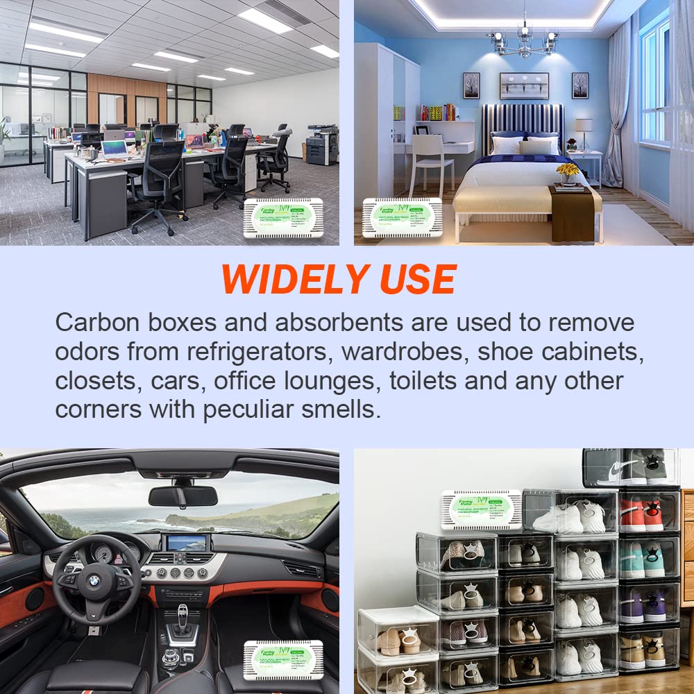 4Packs Fonday Refrigerator Deodorizer Odor Eliminator for Fridges Freezers Coolers Lunch Boxes Bamboo Charcoal More Effective Than Baking Soda