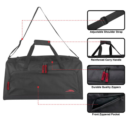 55 Liter, 24 Inch Lightweight Canvas Duffle Bags for Men & Women For Traveling, the Gym, and as Sports Equipment Bag/Organizer (Black 2)