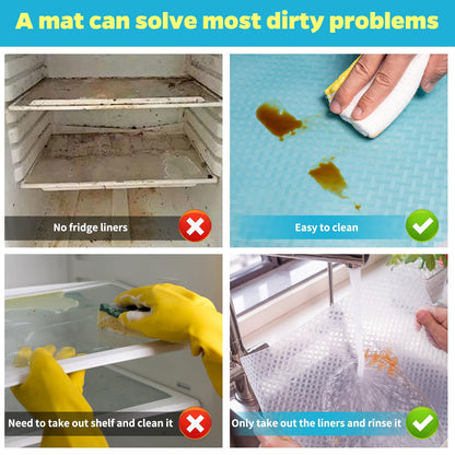 Bloss Refrigerator Liners Mats, Easy to Clean Fridge Liners, Refrigerator Liners for Glass Shelves Washable, Shelf Liners for Kitchen Cabinets(Grid,12" x 78")