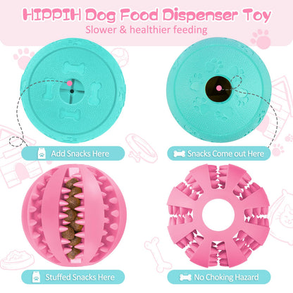 HIPPIH Dog Puzzle Toys & Interactive Toys for Large & Small Dogs - IQ Training, Chewing, Teeth Cleaning & Treat Dispensing - 2 Pack