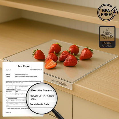 Acrylic Cutting Board with Counter Lip, Clear Cutting Boards for Countertop Protector, Non-Slip Cutting Board for Kitchen Counter, Aesthetic Kitchen Decor Gadgets House Warming Gifts(16.1"x12.5")