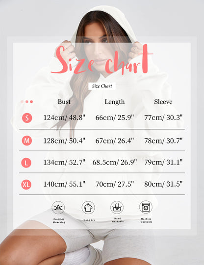 Lauweion Women Solid Basic Fleece Letter Loose Hoodie Sweatshirt Long Sleeve Kangaroo Pocket Drop Shoulder Pullovers Top Dark Grey