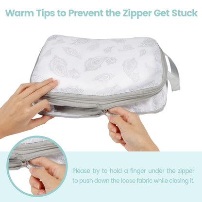 Cambond Compression Packing Cubes for Travel, 5 Pack Luggage Expandable Packing Organizers Compression Cubes for Suitcases with Laundry Bag, White Teardrop-shaped Texture