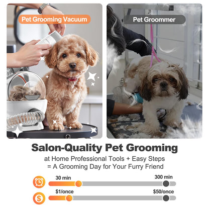 Afloia 6-in-1 Dog Grooming Kit, Pet Grooming Vacuum for Shedding, Dog Hair Vacuum with Clipper Nail Trimmer Grinder, Pet Brush Groomer at Home, Low Noise Cats Hair Remover, 1.5L Dust Cup, White