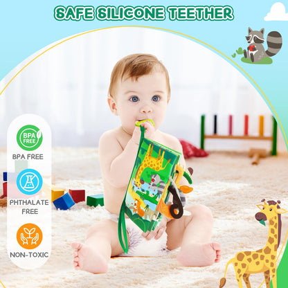 BBWOO Baby Book Toy 0-6 Months - Baby Boy Girl Shower Gift - Tummy Time Toy for Infant 6 to 12 Months - Touch and Feel Crinkle Book for Newborn Toddler with Teether - Easter Basket Essentials Stuffers
