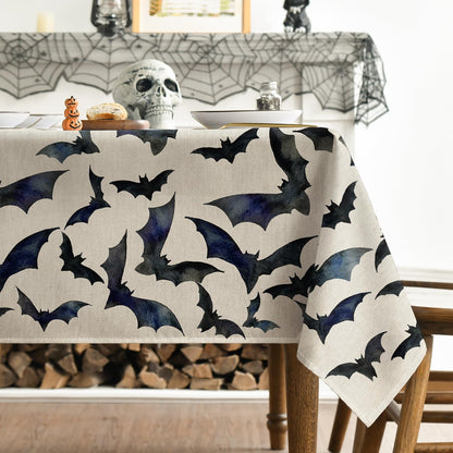Horaldaily Halloween Tablecloth 60x84 Inch Rectangular, Bats Washable Table Cover for Party Picnic Dinner Decor