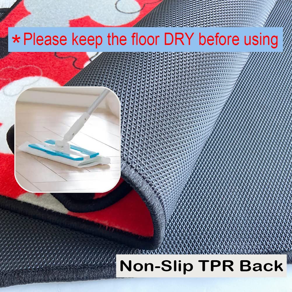 J.Ehonace Cartoon Mouse Rugs - Non-Slip Mickey Cartoon Welcome Mat, Cute Minnie Rug Indoor Entrance Doormat Livingroom Home Decor Door Mats, 17" x 30" (Red)