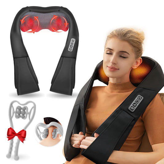 ifgoooo Neck Massager,Gifts for Women Men Mom Dad - Shiatsu Back and Neck Massager,Shoulder Massager Deep Tissue with Heat,Electric 4D Massage Pillow(NOT Cordless)