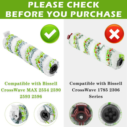 2554 2554A 2590 2593 2596 Replacement Parts for Bissell CrossWave Max and HydroSteam 35151 3515 35152 3513 3518, 3 Pack CrossWave Pet Brush Rolls 2788 and 3 Pack Filters 1866, 1618641 1608684 LUXRILIX
