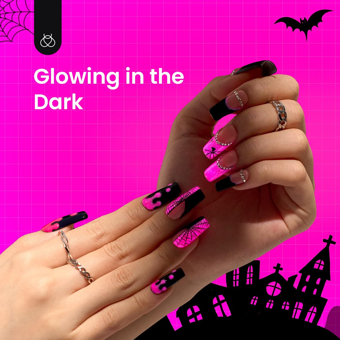 Beetles Hot Pink Gel Nail Polish - Luminous Pink Gel Polish 15ml Glow in the Dark Pink Halloween Soak Off Uv LED Nail Lamp Nail Art Manicure Salon DIY Home for Women Girls