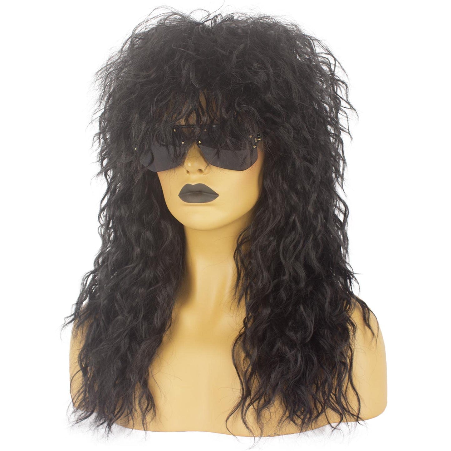 Askuang 80s Costumes for Men and Women 80s Rock Long Black Mullet Wig Halloween Costume Mens Wigs Long Curly Party Funny Wig